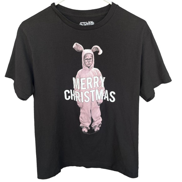 A Christmas Story Shirt Adult Medium Black Pink Bunny Pajamas Funny Novelty - Picture 1 of 12